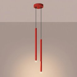 Lampa wisząca podwójna tuba Pastelo 2xG9 czerwona