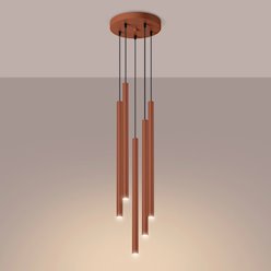 Lampa wisząca 5-punktowa Pastelo 5xG9 okrągła ochra czerwona