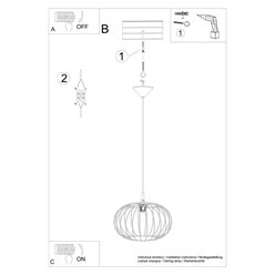 Lampa wisząca druciana TSUNO 1xE27 czarna