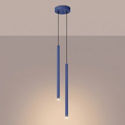 Lampa wisząca podwójna tuba Pastelo 2xG9 okrągła ultramarynowa