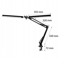 Lampka kreślarska LED z klipsem Tiero CCT 14W czarna