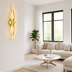 Nowoczesny kinkiet ścienny Złote Fale 22W 78cm 4000K
