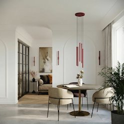 Lampa wisząca potrójna tuba  Pastelo 3P 3xG9 okrągła burgundowa