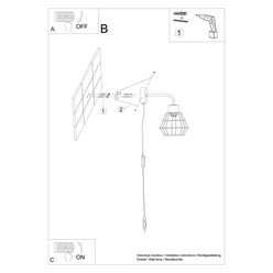 Kinkiet designerski SUBA 1xE27 z włącznikiem czarny