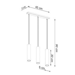 Lampa wiszące tuby LAGOS 3xGU10 złota - listwa