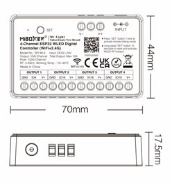 Sterownik LED Cyfrowy 4-kanały ESP32 WLED Mi-Light SPI-WL4