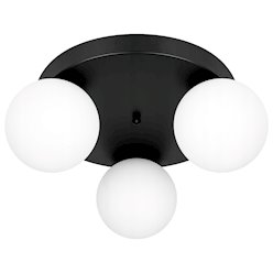 Lampa sufitowa okrągła mleczne kule Bali 3xE27 czarna