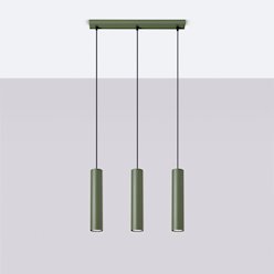 Lampa wisząca potrójna Lagos 3xGU10 listwa zielona oliwka