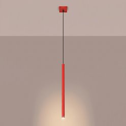 Lampa wisząca pojedyncza tuba Pastelo 1xG9 czerwona