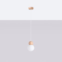 Lampa wisząca drewniana kula Pekka 1xG9 biała/naturalne drewno
