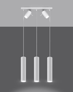 Lampa wisząca RING 3xGU10 + 2 spoty GU10 biała