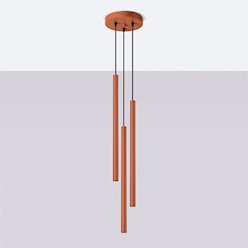 Lampa wisząca potrójna Pastelo 3xG9 okrągła ochra czerwona