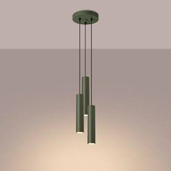 Lampa wisząca potrójna Lagos 3xGU10 okrągła zielona oliwka