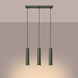 Lampa wisząca potrójna Lagos 3xGU10 listwa zielona oliwka