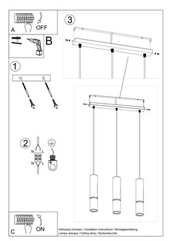 Lampa wiszące tuby LOOPEZ 3xGU10 listwa czarny/miedź