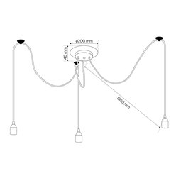 Lampa wisząca pająk ARANEA 3xE27 czarna