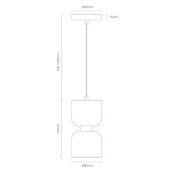 Lampa wisząca klepsydra Kai GX53 czarno-złota