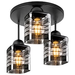 Lampa sufitowa 3xE27 Trivo czarna ze szklanymi kloszami
