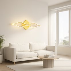 Nowoczesny kinkiet ścienny Złote Fale 16W 58cm 4000K