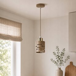 Lampa wisząca pojedyncza Timber 1xE27 beż-złoto