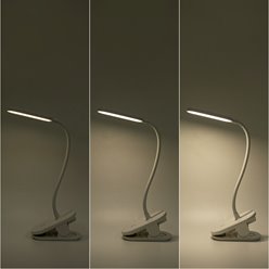 Lampa na biurko LED 2,5W z klipsem i regulacją jasności biała