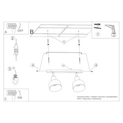 Lampa sufitowa z reflektorami Elba 2xE27 biała