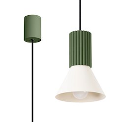 Lampa wisząca loftowa Estria 1xE14 beżowa/zielona oliwka