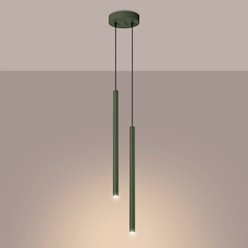 Lampa wisząca podwójna Pastelo 2xG9 okrągła zielona oliwka