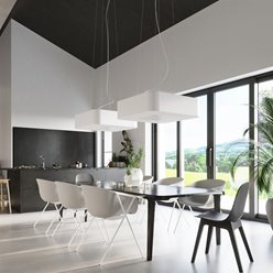 Lampa wisząca kwadratowa URANO 80 cm biała 8xE27