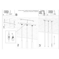 Lampa wisząca potrójna Pastelo 3xG9 listwa ochra czerwona